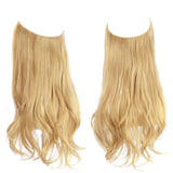 Synthetic NO Clip In Halo Hair Extensions Natural Wave Fake Hair Piece 14" 16" 18" Blonde Black Brown Curly False Hair Hairpiece