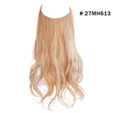 Synthetic NO Clip In Halo Hair Extensions Natural Wave Fake Hair Piece 14" 16" 18" Blonde Black Brown Curly False Hair Hairpiece