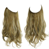 Synthetic NO Clip In Halo Hair Extensions Natural Wave Fake Hair Piece 14" 16" 18" Blonde Black Brown Curly False Hair Hairpiece