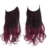 Synthetic NO Clip In Halo Hair Extensions Natural Wave Fake Hair Piece 14" 16" 18" Blonde Black Brown Curly False Hair Hairpiece