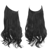 Synthetic NO Clip In Halo Hair Extensions Natural Wave Fake Hair Piece 14" 16" 18" Blonde Black Brown Curly False Hair Hairpiece
