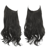 Synthetic NO Clip In Halo Hair Extensions Natural Wave Fake Hair Piece 14" 16" 18" Blonde Black Brown Curly False Hair Hairpiece
