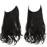 Synthetic NO Clip In Halo Hair Extensions Natural Wave Fake Hair Piece 14" 16" 18" Blonde Black Brown Curly False Hair Hairpiece