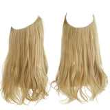 Synthetic NO Clip In Halo Hair Extensions Natural Wave Fake Hair Piece 14" 16" 18" Blonde Black Brown Curly False Hair Hairpiece
