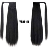 XINRAN Kinky Straight Long Ponytail Hair Extension 24 Inch Magic Paste Heat Resistant Wrap Around Yaki Ponytail for Black Women