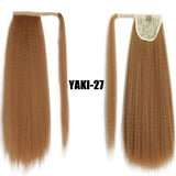 XINRAN Kinky Straight Long Ponytail Hair Extension 24 Inch Magic Paste Heat Resistant Wrap Around Yaki Ponytail for Black Women