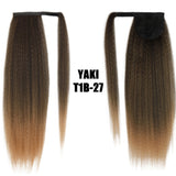 XINRAN Kinky Straight Long Ponytail Hair Extension 24 Inch Magic Paste Heat Resistant Wrap Around Yaki Ponytail for Black Women