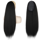 XINRAN Kinky Straight Long Ponytail Hair Extension 24 Inch Magic Paste Heat Resistant Wrap Around Yaki Ponytail for Black Women
