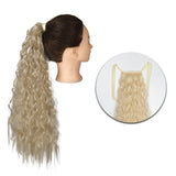 AZQUEEN Synthetic Corn Wavy Long Ponytail  Hairpiece Wrap on Clip Hair Extensions Ombre Brown Pony Tail Blonde Fack Hair