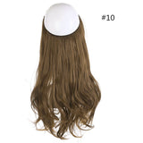 Synthetic NO Clip In Halo Hair Extensions Natural Wave Fake Hair Piece 14" 16" 18" Blonde Black Brown Curly False Hair Hairpiece