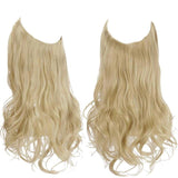 Synthetic NO Clip In Halo Hair Extensions Natural Wave Fake Hair Piece 14" 16" 18" Blonde Black Brown Curly False Hair Hairpiece