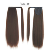 XINRAN Kinky Straight Long Ponytail Hair Extension 24 Inch Magic Paste Heat Resistant Wrap Around Yaki Ponytail for Black Women