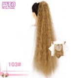 WTB Long Corn Wavy Ponytail Synthetic Natural Drawstring Ribbon Fake Hair Black Pony Tail Clip In Extensions Women Hairpieces
