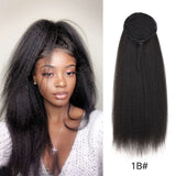 Leeons New Long Afro Kinky Curly Ponytail Synthetic Hair Pieces Natural Drawstring Ponytail Hair Extensions False Hair Pieces