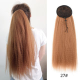 Leeons New Long Afro Kinky Curly Ponytail Synthetic Hair Pieces Natural Drawstring Ponytail Hair Extensions False Hair Pieces