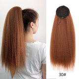 Leeons New Long Afro Kinky Curly Ponytail Synthetic Hair Pieces Natural Drawstring Ponytail Hair Extensions False Hair Pieces