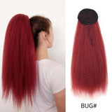 Leeons New Long Afro Kinky Curly Ponytail Synthetic Hair Pieces Natural Drawstring Ponytail Hair Extensions False Hair Pieces