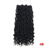 Youngther Wavy Goddess Locs Curly Crochet Braids Synthetic Crochet Braids Ombre Braiding Hair Faux Locks 18 inch