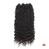 Youngther Wavy Goddess Locs Curly Crochet Braids Synthetic Crochet Braids Ombre Braiding Hair Faux Locks 18 inch