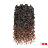 Youngther Wavy Goddess Locs Curly Crochet Braids Synthetic Crochet Braids Ombre Braiding Hair Faux Locks 18 inch