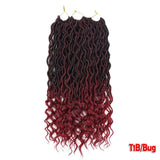 Youngther Wavy Goddess Locs Curly Crochet Braids Synthetic Crochet Braids Ombre Braiding Hair Faux Locks 18 inch