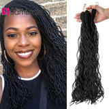 SAMBRAID Faux Curly Locs Crochet Hair 18 Inch Crochet Braid Synthetic Braiding Hair Extensions Soft Locks 30 Roots/pack