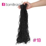 SAMBRAID Faux Curly Locs Crochet Hair 18 Inch Crochet Braid Synthetic Braiding Hair Extensions Soft Locks 30 Roots/pack