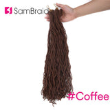 SAMBRAID Faux Curly Locs Crochet Hair 18 Inch Crochet Braid Synthetic Braiding Hair Extensions Soft Locks 30 Roots/pack