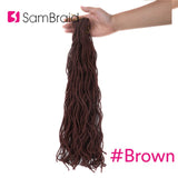 SAMBRAID Faux Curly Locs Crochet Hair 18 Inch Crochet Braid Synthetic Braiding Hair Extensions Soft Locks 30 Roots/pack