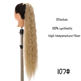 MSTN 30-Inch Synthetic Hair Fiber Heat-Resistant Straight Hair With Ponytail Fake Hair Chip-in Hair Extensions Pony Tail Wig