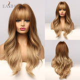 EASIHAIR Long Black Wigs Cosplay Body Wave Synthetic Wigs with Full Bangs For White/Black Women Brazilian American Natural Hair