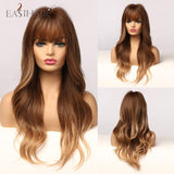 EASIHAIR Long Black Wigs Cosplay Body Wave Synthetic Wigs with Full Bangs For White/Black Women Brazilian American Natural Hair