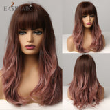 EASIHAIR Long Black Wigs Cosplay Body Wave Synthetic Wigs with Full Bangs For White/Black Women Brazilian American Natural Hair