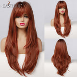 EASIHAIR Long Black Wigs Cosplay Body Wave Synthetic Wigs with Full Bangs For White/Black Women Brazilian American Natural Hair