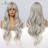EASIHAIR Long Black Wigs Cosplay Body Wave Synthetic Wigs with Full Bangs For White/Black Women Brazilian American Natural Hair