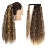 Long Curly Ponytail Wrap Around Ponytail Clip in Hair Extensions Natural Hairpiece Headwear Synthetic Hair Brown Gray