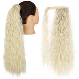 Long Curly Ponytail Wrap Around Ponytail Clip in Hair Extensions Natural Hairpiece Headwear Synthetic Hair Brown Gray