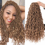 Spring sunshine Bohemian Faux Locs Curly Synthetic Crochet Braids Ombre Braiding Hair Faux Locks 18 inch