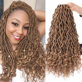 Spring sunshine Bohemian Faux Locs Curly Synthetic Crochet Braids Ombre Braiding Hair Faux Locks 18 inch