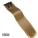 DIFEI 24Inchs 16 Clips in Hair Extensions Long Straight Hairstyle Synthetic Blonde Black Hairpieces Heat Resistant False Hair