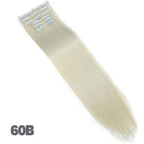 DIFEI 24Inchs 16 Clips in Hair Extensions Long Straight Hairstyle Synthetic Blonde Black Hairpieces Heat Resistant False Hair