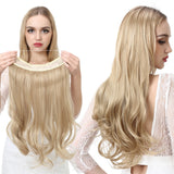 Synthetic NO Clip In Halo Hair Extensions Natural Wave Fake Hair Piece 14" 16" 18" Blonde Black Brown Curly False Hair Hairpiece