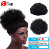 Silike Synthetic Short Afro Puff Hair Bun High Temperature Drawstring Pony Tail Clip in Hair Extension Kinky Puff Hair Bun