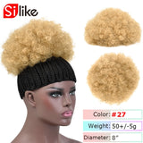 Silike Synthetic Short Afro Puff Hair Bun High Temperature Drawstring Pony Tail Clip in Hair Extension Kinky Puff Hair Bun