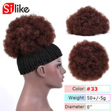 Silike Synthetic Short Afro Puff Hair Bun High Temperature Drawstring Pony Tail Clip in Hair Extension Kinky Puff Hair Bun