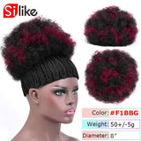Silike Synthetic Short Afro Puff Hair Bun High Temperature Drawstring Pony Tail Clip in Hair Extension Kinky Puff Hair Bun