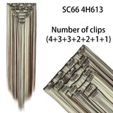 AZQUEEN Long Straight Synthetic Hair 16 Clips 140G Extensions Clips in High Temperature Fiber Black Brown Hairpiece
