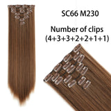 AZQUEEN Long Straight Synthetic Hair 16 Clips 140G Extensions Clips in High Temperature Fiber Black Brown Hairpiece