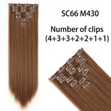 AZQUEEN Long Straight Synthetic Hair 16 Clips 140G Extensions Clips in High Temperature Fiber Black Brown Hairpiece