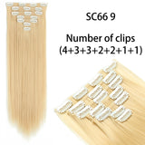 AZQUEEN Long Straight Synthetic Hair 16 Clips 140G Extensions Clips in High Temperature Fiber Black Brown Hairpiece